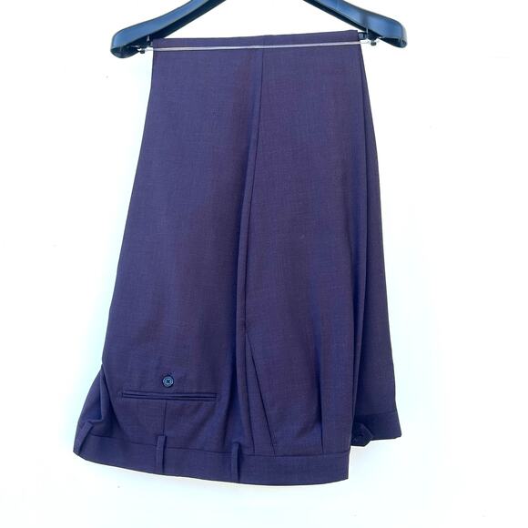 Paul Fredrick Wool Stretch Bengaline Suit Plum Purple Jacket 48R Pants 46W - Picture 9 of 12